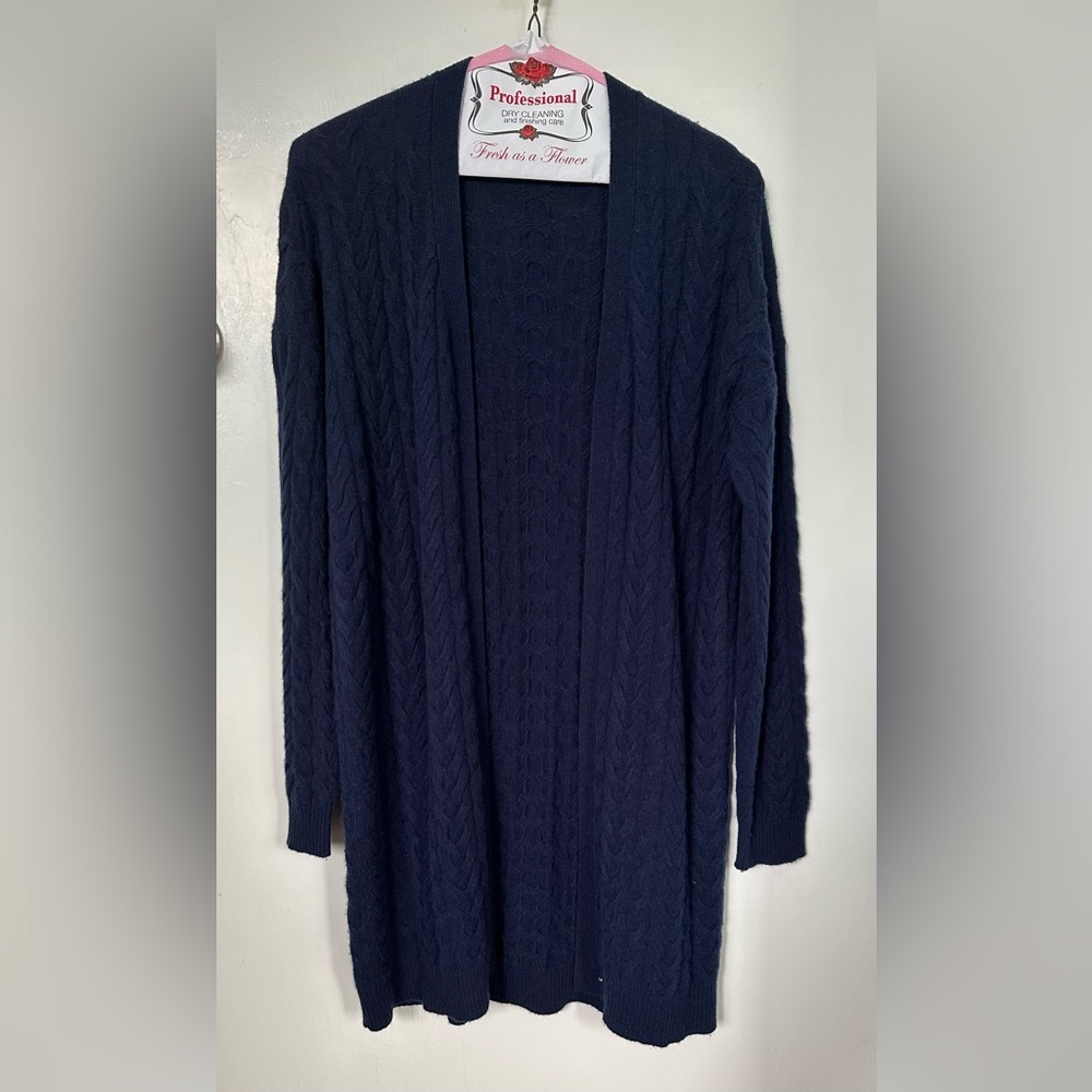 Garnet Hill 100% Cashmere Cable Boyfriend Cardigan.